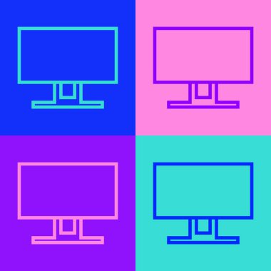 Pop Art Line Akıllı TV simgesi renk arkaplanında izole edildi. Televizyon tabelası. Vektör İllüstrasyonu