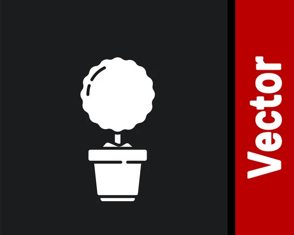 Белый Плант Горшке Иконка Изолирована Черном Фоне Растение Растет Кастрюле — стоковый вектор