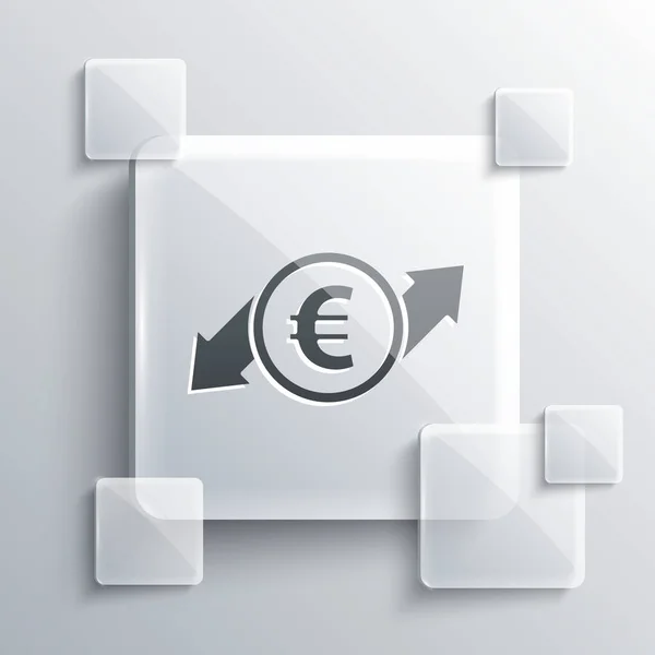 Grijze Financiële Groei Euromuntpictogram Geïsoleerd Grijze Achtergrond Toenemende Inkomsten Vierkante — Stockvector