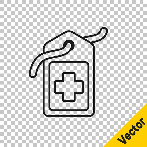 Schwarze Linie Kreuz Krankenhaus Medizinische Tag Symbol Isoliert Auf Transparentem — Stockvektor