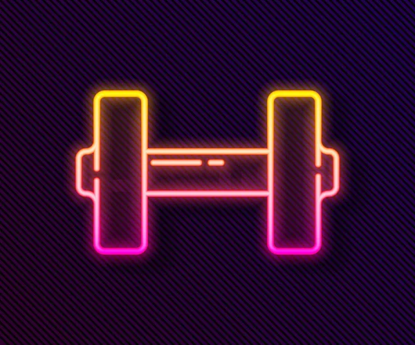 Glowing Neon Line Dumbbell Icon Isolated Black Background Muscle Lifting — Stock Vector