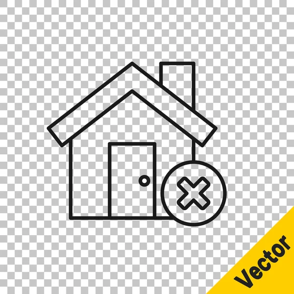 Schwarze Linie Haus Mit Falschem Markierungssymbol Isoliert Auf Transparentem Hintergrund — Stockvektor