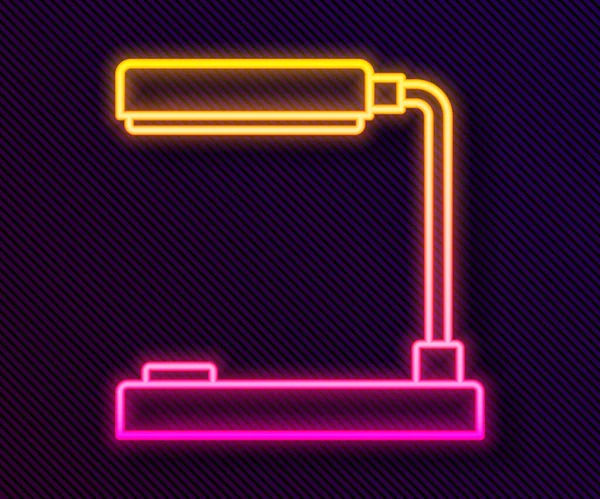 Gloeiende Neon Lijn Tafellamp Pictogram Geïsoleerd Zwarte Achtergrond Tafellamp Vector — Stockvector