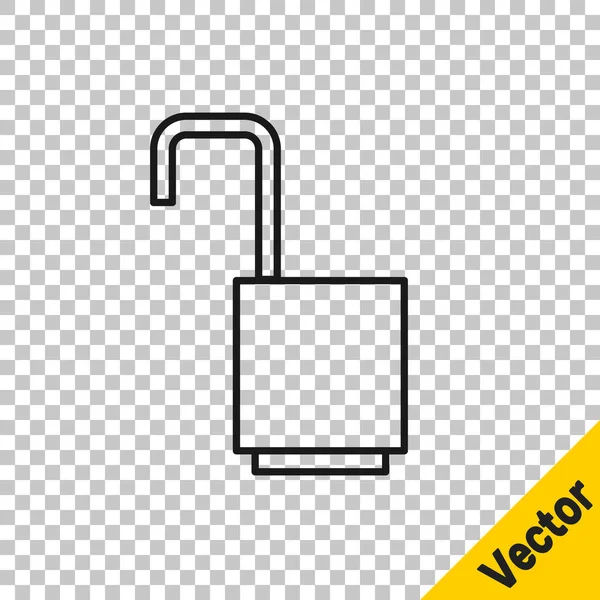 Línea Negra Icono Candado Abierto Aislado Sobre Fondo Transparente Señal — Vector de stock