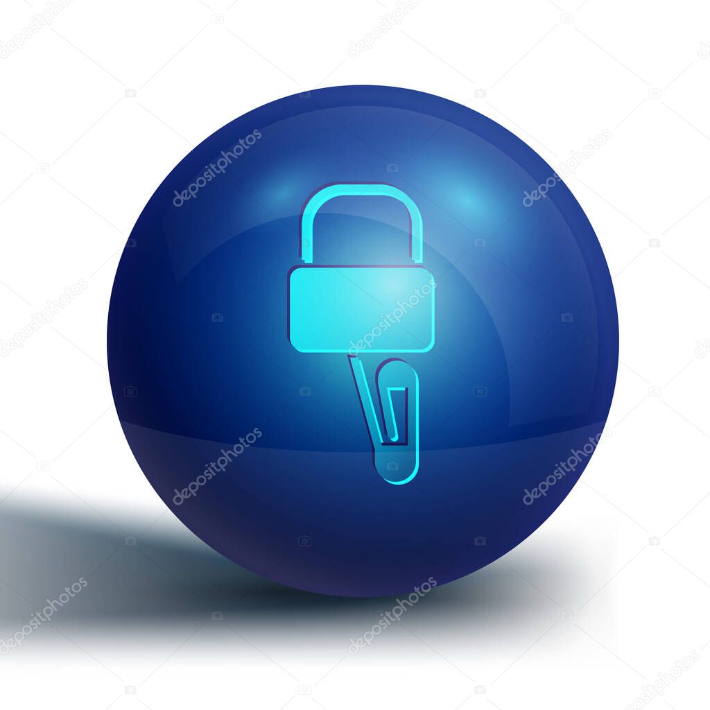 Blue Lockpicks or lock picks for lock picking icon isolated on white background. Blue circle button. Vector Illustration
