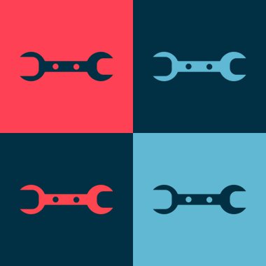 Pop Art Wrench anahtar simgesi renk arkaplanında izole edildi. Vektör İllüstrasyonu