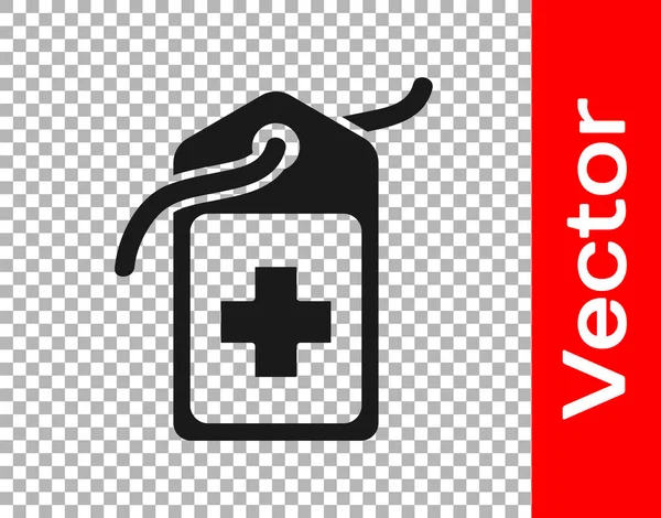 Black Cross Hospital Medical Tag Icon Isolated Transparent Background First — Stock Vector