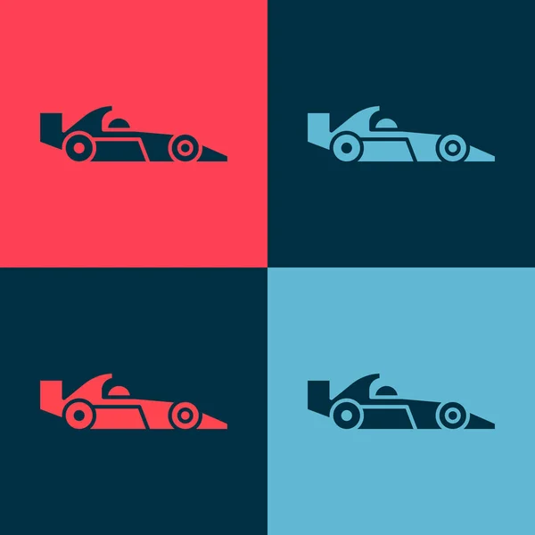 Pop Art Formule Raceauto Pictogram Geïsoleerd Kleur Achtergrond Vector Illustratie — Stockvector