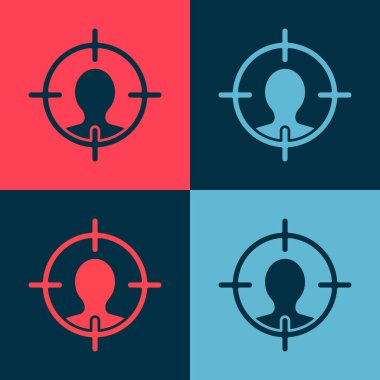 Pop Art Head avlanma konsepti renk arkaplanında izole edilmiş. İş hedefi ya da İstihdam tabelası. İnsan kaynakları ve adam toplama. Vektör İllüstrasyonu