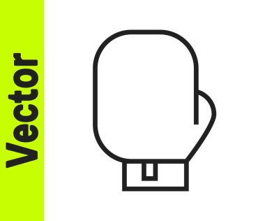 Siyah çizgi boks eldiveni simgesi beyaz arkaplanda izole edildi. Vektör İllüstrasyonu