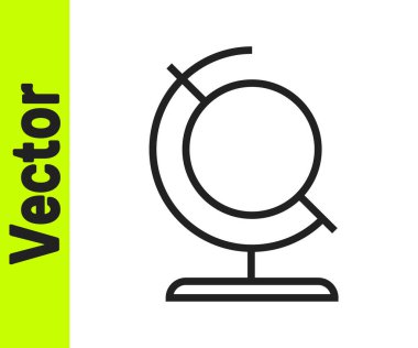 Siyah çizgi Dünya ikonu beyaz arka planda izole edilmiş. Vektör İllüstrasyonu