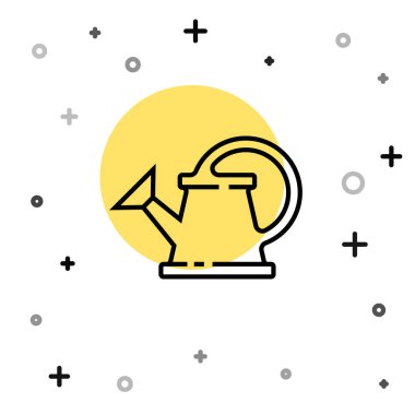 Siyah çizgi Su Kutusu simgesi beyaz arkaplanda izole edildi. Sulama sembolü. Rastgele dinamik şekiller. Vektör İllüstrasyonu