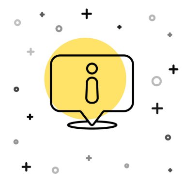 Beyaz arkaplanda siyah çizgi bilgi simgesi izole edildi. Rastgele dinamik şekiller. Vektör İllüstrasyonu