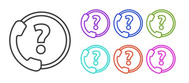 Siyah Hat Telefon, beyaz arka planda 24 saatlik destek ikonu izole edildi. Tüm gün müşteri destek merkezi. Tam zamanlı çağrı servisi. Simgeleri renklendirin. Vektör İllüstrasyonu