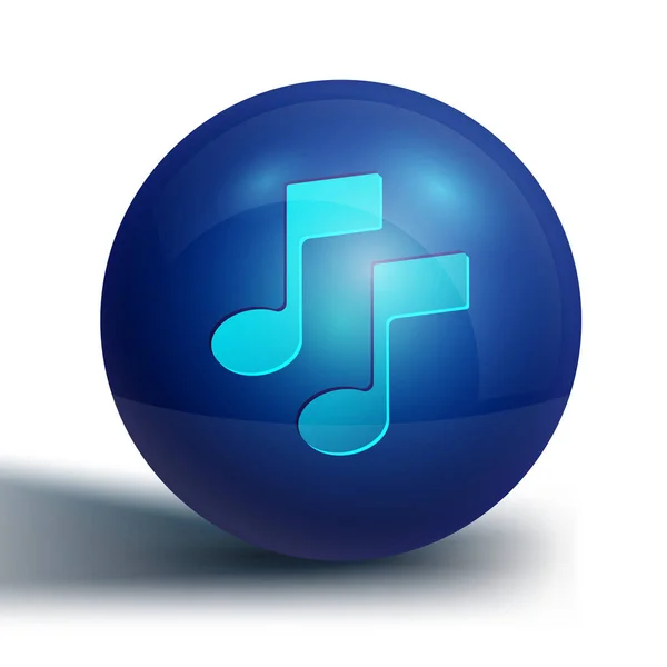 Nota Música Azul Icono Tono Aislado Sobre Fondo Blanco Botón — Vector de stock