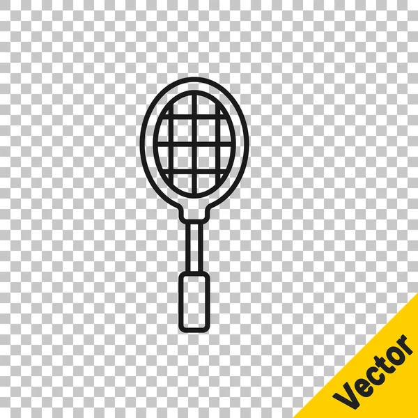 Черная Линия Теннисной Ракетки Значок Изолирован Прозрачном Фоне Спортивное Оборудование — стоковый вектор