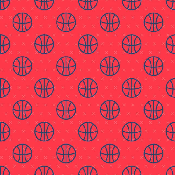 Blaue Linie Basketballsymbol Isoliert Nahtlose Muster Auf Rotem Hintergrund Sport — Stockvektor