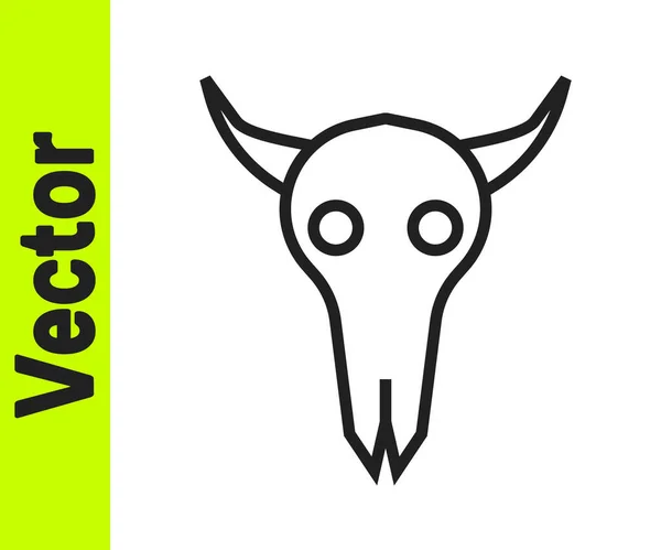 Black Line Buffalo Skull Icon Isolated White Background Vector Illustration — Stock Vector
