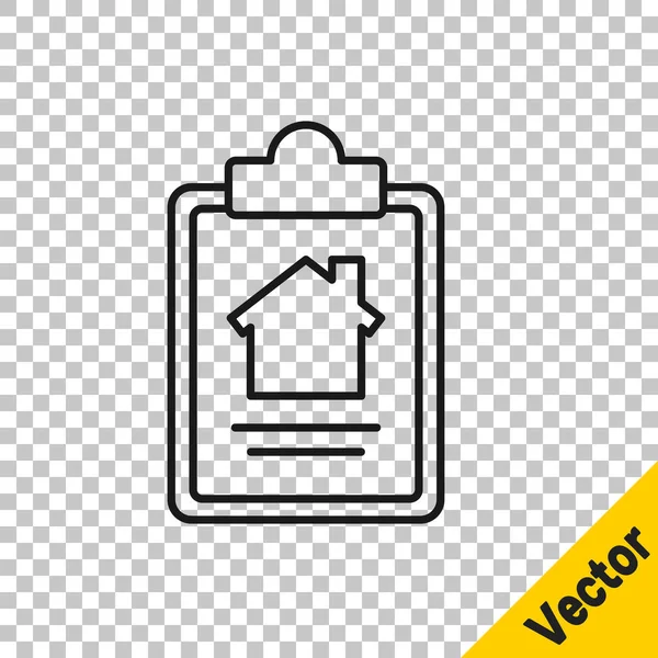 Icono Contrato Black Line House Aislado Sobre Fondo Transparente Servicio — Vector de stock