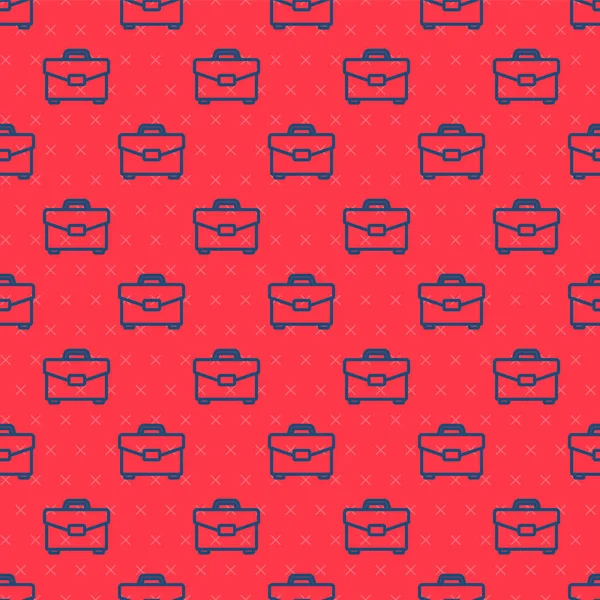 Mavi çizgi evrak çantası simgesi kırmızı arkaplanda izole edilmiş. İş ilanı. İş portföyü. Vektör İllüstrasyonu