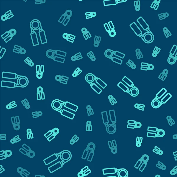 Green line Sport expander icon isolated seamless pattern on blue background. Sport equipment. Vector Illustration — Stock Illustration Green Line Sport Expander Icon Isolated Seamless Pattern Blue Background Stock Vector