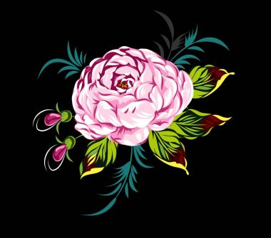 Lüks, yemyeşil çiçekler, kartpostal, etiket