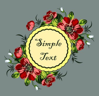 Lüks, yemyeşil çiçekler, kartpostal, etiket