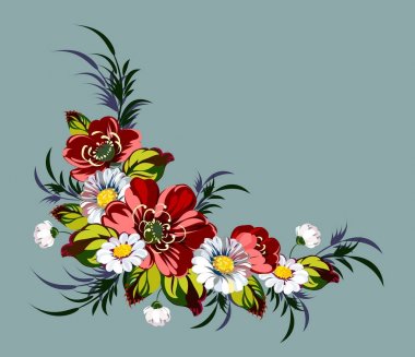 Lüks, yemyeşil çiçekler, kartpostal, etiket