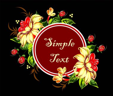 Lüks, yemyeşil çiçekler, kartpostal, etiket