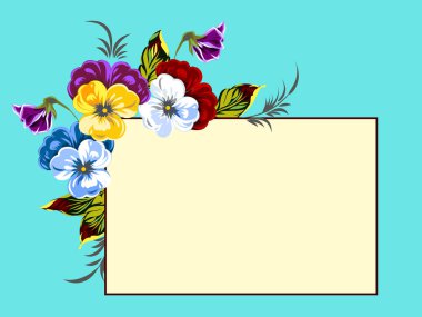 Lüks, yemyeşil çiçekler, kartpostal, etiket