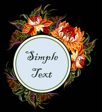 Lüks, yemyeşil çiçekler, kartpostal, etiket