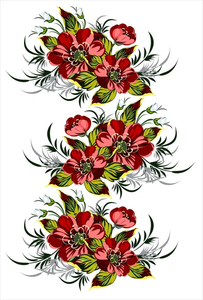Luxus Üppige Blumen Postkarte Aufkleber — Stockvektor