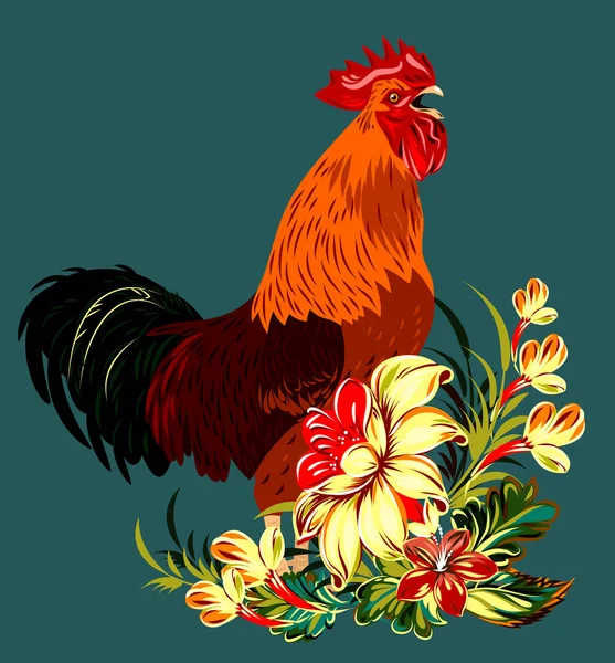 Polla Matorral Flores — Vector de stock