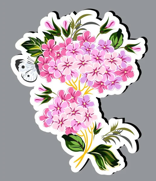 Luxus Üppige Blumen Postkarte Aufkleber — Stockvektor