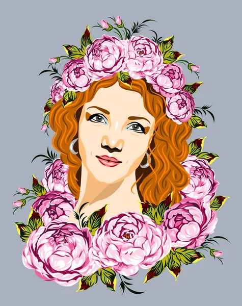 Chica Con Flores Pelo — Archivo Imágenes Vectoriales