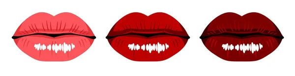 Labios Femeninos Hermosos Sensuales — Vector de stock