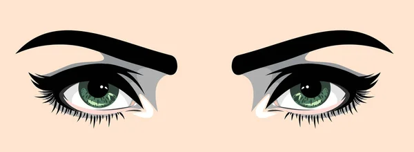 Красивые Выразительные Зеленые Глаза Женщины — стоковый вектор