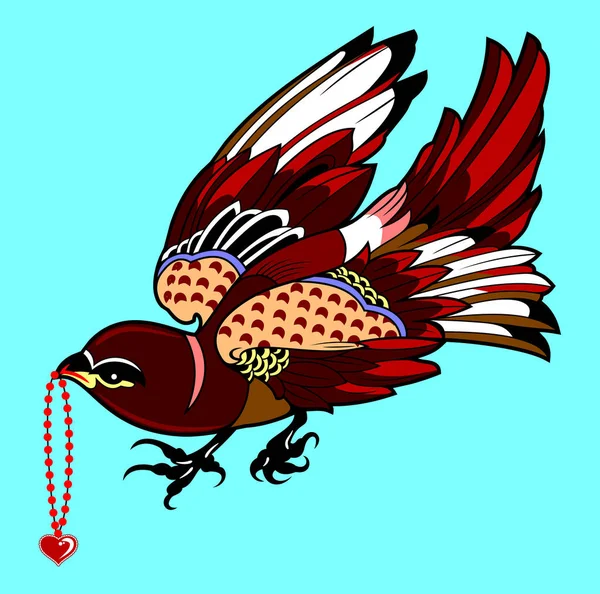 Beelden Van Mooie Vogels Old School Tattoo Stijl — Stockvector