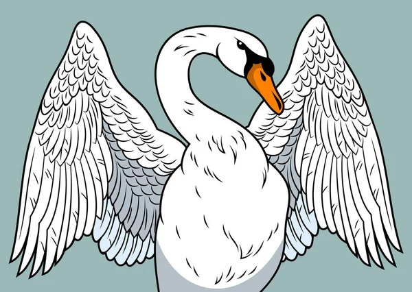 Portrait Cygne Dans Une Ancienne École Tatouage — Image vectorielle