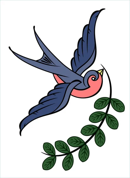 旧学校纹身风格的燕子形象 — 图库矢量图片