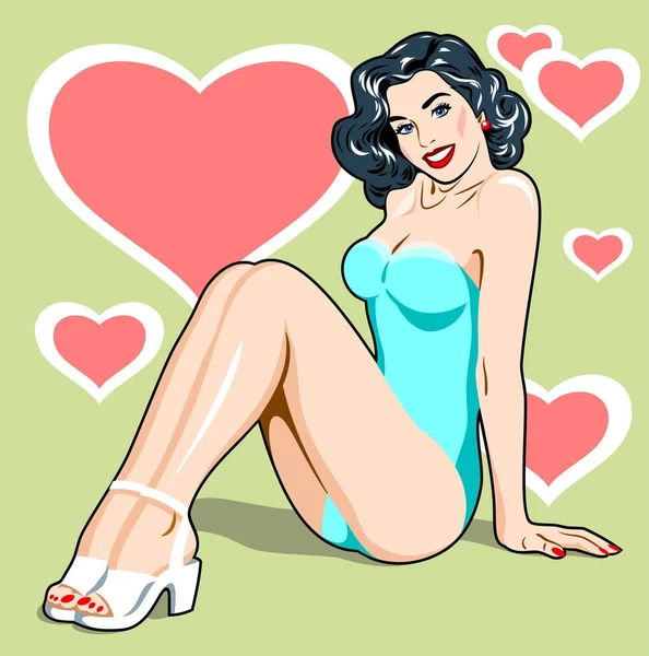 Imagen Una Chica Sexy Estilo Tradicional Tatuaje Vieja Escuela — Vector de stock