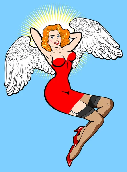 Imagen Chicas Sexy Imagen Ángel Demonio Estilo Tradicional Vieja Escuela — Vector de stock