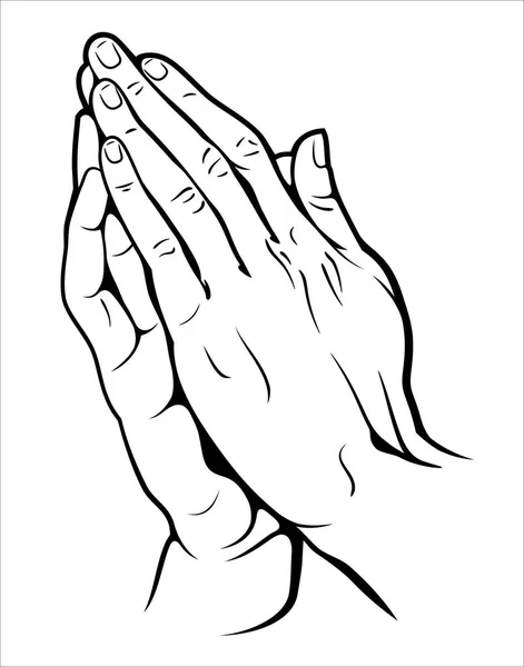 Human Hands Folded Prayer — Stock Vector