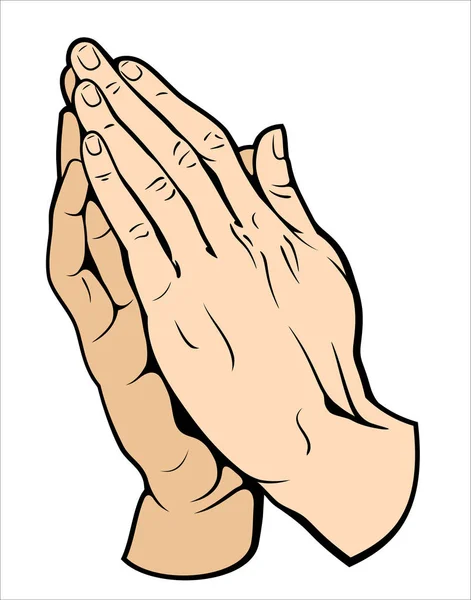 Human Hands Folded Prayer — Stock Vector