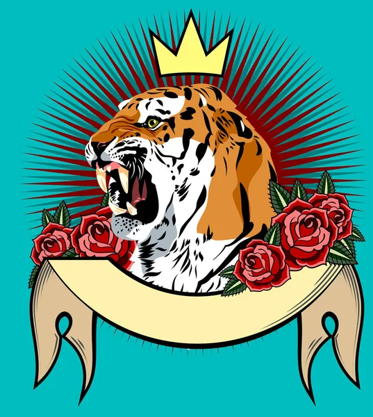 Portrait Grin Saber Toothed Tiger Background Banner — Διανυσματικό Αρχείο