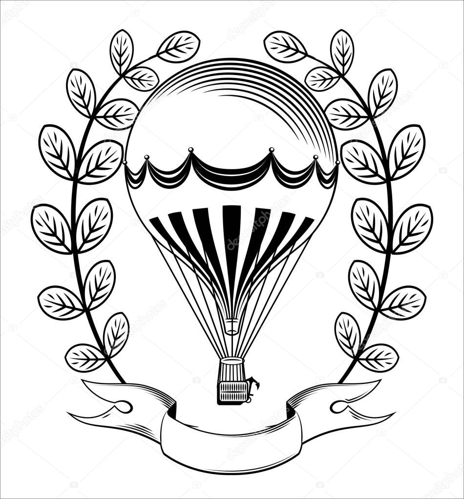 Ancient balloon, an engraving of an old tattoo