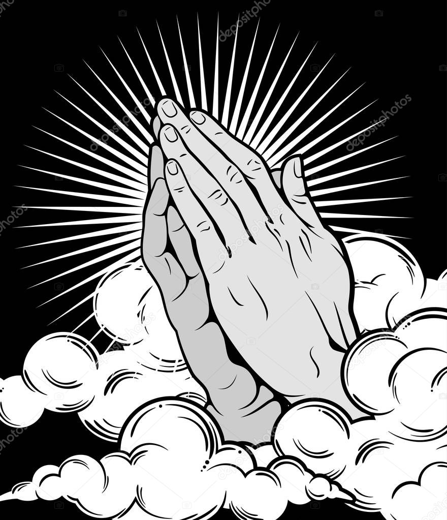 Human hands folded in prayer