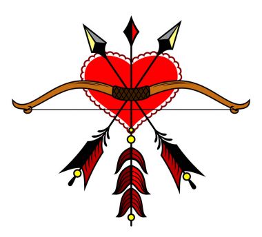 bow and arrow on the background of the heart clipart