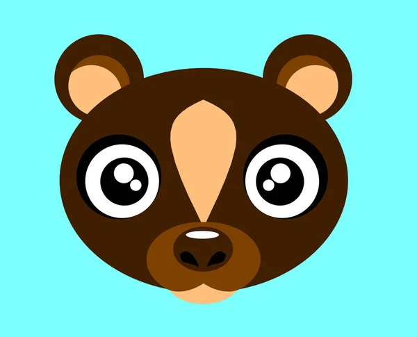 Portrait Bear Icon Flat Children — Stock Vector