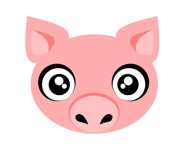 Portret Dzieci Płaskie Piggy Ikona — Wektor stockowy